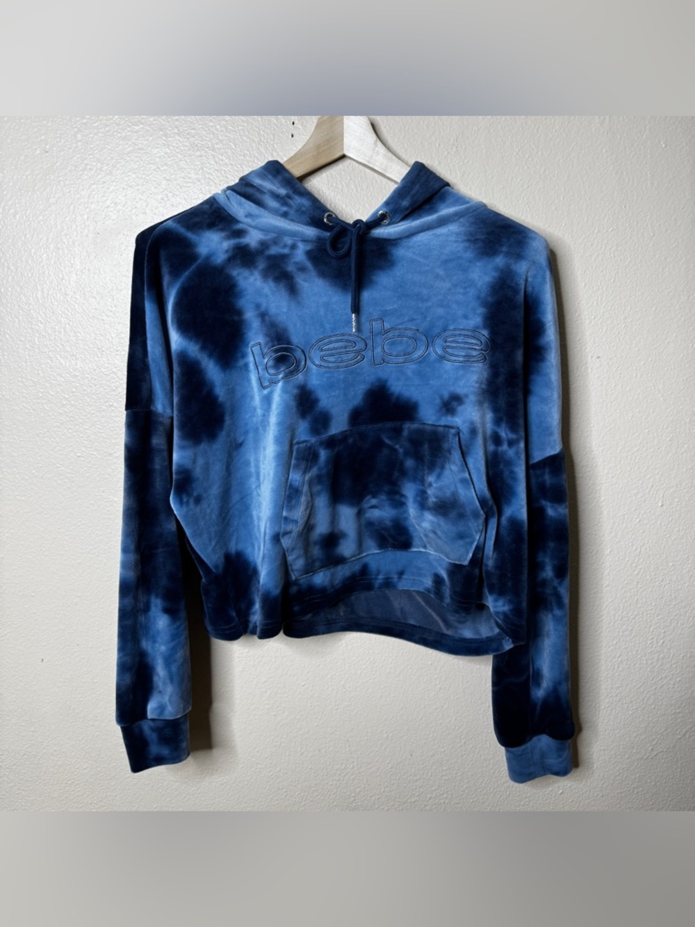 Bebe Sport Hoodie Women's XL Blue Plush Tie Dye Y2K - Picture 2 of 9